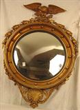 115 - Federal gold leaf bulls eye mirror with eagle and convex mirror, 45inm. T, 32in. W.
