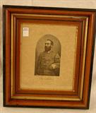 117 - Antique print of Gen. Joe Wheeler in antique walnut frame. 17in. X 15in.