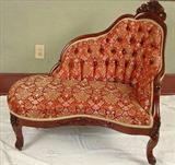 152 - Laminated rosewood recamier in excellent condition, 37in. T., 40in. L, 23in. D.