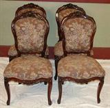 166 - Set of 4 rococo rosewood chairs with floral upholstery.