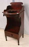 272 - Mahogany empire wash stand with bowl on top and drawer  in the bottom, pegged together, ca. 1840, 36in. T, 16in. W, 15in. D.