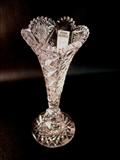 289 - Brilliant cut glass signed Hawkes trumpet vase, 12in. T, 5in. W.