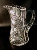 288 - Brilliant cut glass tankard, 9in. T, 7in. Spout to handle.