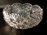 295 - Brilliant cut glass bowl signed Hawkes, 3in. T, 7in. W.