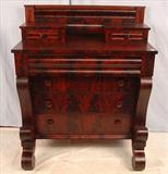 520 - Early empire Meeks Chest with flame mahogany front, 50in. T, 41in. W. 20in. D.
