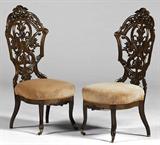 1136 - Rosewood Pierced carved parlor chairs with high backs, att. To Meeks, ca. 1855.