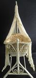 1141 - Rare Victorian Wicker Canopy Baby Bed with Original 19th Century Lace Canopy Cover.