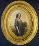 1145 - Fine 19th Century Porcelain Plaque of Ruth , impressed numbers on back.