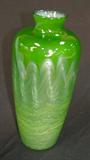 171 -Green Jade Cased Glass Vase with Wave Design 11 in. T. X 4.5 in. Dia. a