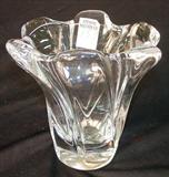 153 - Signed Daum France Crystal Art Glass Vase 7in. T. X 6in. W.