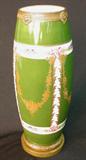 165 - Sevres Porcelain Art Vase with Sevres Mark and Green Background with Gold Floral Decoration and Mounted Ormolu