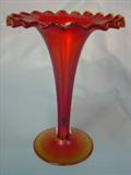 152 - Red Steuben Frederick Carder Onion-Skin Iridescent Art Glass Vase 8 in. T. X 6 in. Dia.