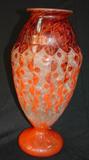 156 - Le Vierre Francais Cameo Glass Footed Orange to Amber Art Deco Vase 13in. T. X 6 in. Dia.