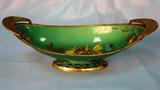160 - Early Green Enameled on Brass Center Bowl Signed Israel 6 in. T. X 16in. L.