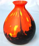 188 - Blue to Orange Czechoslovakia Art Glass Vase 7in. T. X 6in. Dia.