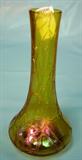 177 - Iridescent Vasaline Signed Loetz Austria Art Glass Vase with Crackle Design 7in. T. X 4in. Dia.