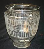 175 - Crystal Acid Etched Steuben Crystal Urn, close-up