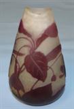 202 - Amethyst Galle Cameo Art Glass Vase with Floral Design 5 in. T. X 2in.