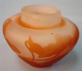 198 - Amber Galle Cameo Art Glass Vase with Amber Floral Design 2.5 in. T. X 3 in. Dia.