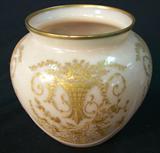 212 - Alacite Cambridge Tuscan Art Glass Vase with Gold Etching 6.5 in. T. X 6.5 in. Dia.