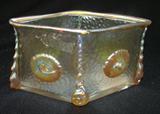 225 - Signed Loetz Austria Iridescent Art Glass Cardholder (Small Chips) 3.5 in. T. X 5.5 in. L.