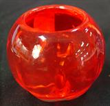 226 - Small Red Art Glass Rose Bowl 3 in. T. X 3.5 in. Dia.