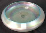234 - Iridescent Art Glass Center Bowl with Blue Rim 2.5  in. T. X 10 in. Dia.