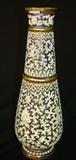 266 - Art Glass Vase with Pearl Coraline and Cobalt Blue Enamel with Gold Decoration 14.25 in. T. X 4.75 in. Dia.