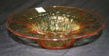 268 - Steuben Amber Art Glass Bowl with Threaded Design 3 in. T. X 10 in. Dia.