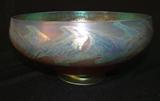 273 - Lettered and Numbered Tiffany Iridescent Amythest Center Bowl 5 in. T. X 10 in. Dia.