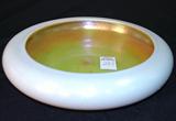 283 - Steuben Calcite and Iridescent Gold Art Glass Center Bowl 2 in. T. X 10 in. Dia.