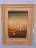 003 - Unknown artist Signed Yves Tanguy 50 Lower Right Surrealist Sea Floor with Shells, Oil On Masonite 
 