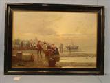 019 - Oil on Canvas, 19th Century Dutch Harbor Scene, 20in. X 30in.