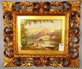 500 - Painting of Davenport by Montford in Gold Victorian Open Pierce Frame, 14 X 15, ca. 1860