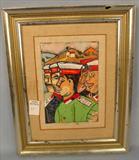 501 - Painting on Porcelain of Soldiers by Newmarofky 14 X 12 Wide
