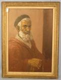505 - Oil on Canvas of Man with White Beard, possible Middle Eastern, not signed, 32in. Tall, 24in. Wide, in Gold Frame