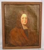 034 - Oil on Canvas, Framed Portrait of a Nobleman, Half Length, Wearing White Collared Robe, 1724. Fech or Fecht Artist, ,