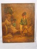 032 - Oil on Canvas, Napoleonic Cannonries on The Line, Attr. To George Moreland (1763 - 1804) 25 in. X 30 in.