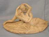 048 - 19th Century Marble Sculpture of Cupid and Psyche Psyche rest on a mound of her discarded Clothing, 26.25in. L X 13.25in.T X 10.75in. Wide