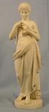 049 - 19th Century Marble Statue of Psyche with Butter Fly, 37in. T X 10.5in. Oval Base, damage to fingers