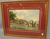 061 - Watercolor  Framed, Carribean House, 1950, 14in. X 20in.