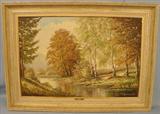 074 - Oil on Canvas, Landscape, 1963 by Th Heideweg, (German), 24in. X 36in. Frame 32in. X 44in.