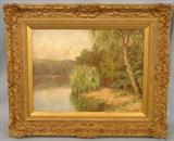 079 - Landscape of River by Schlicht, Germany, 12in. X 15in. Frame 18in. X 22in., ca. 1900