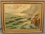 085 - Oil on Canvas Framed, Unlisted Artist, Guido O'jicing Seascape, 28in. X 39in., Frame 38in. X 49In.