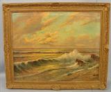 086 - Oil on Canvas, Framed, Arthur Tomson (1858 - 1905), Seascape, 1890, 24in. X  29in., Frame 30in. X 35in.