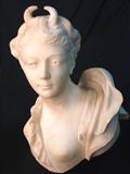 399 - Marble Bust of Lady with Horns 20 in. T. X 15 in. W. X 11 in. D.