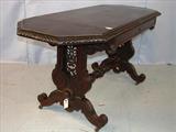 147 - Rosewood Drop Leaf Library Table with Gadroon Edge, Drawer and Scroll Feet, 40in. L X 26in. Deep, 29in T