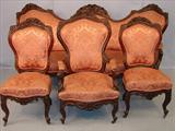 127_1 - 4 Piece Rosewood Parlor Suite, Attr. Alexander Roux, Rose Carved Sofa, Arm Chair and 2 Side Chairs