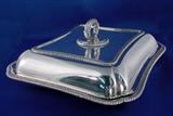 076 - Covered Rectangular, Double Vegetable dish, Tiffany and Co. 18258B, Makers 4118 Sterling 925-1000 M 2767 (hand engraved), 46.6 oz., 10in. X 9in. X 3in.,
