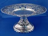 077 - Footed Candy Dish, Sterling 5164, Whiting Makers, hand engraved (ELR), 15.3 oz., 9.5in X 5in., ca 1880-1891